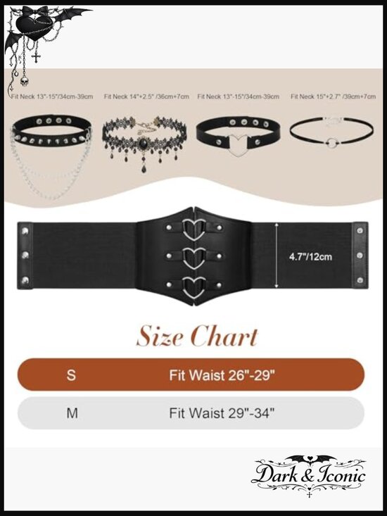 2-Piece Corset Belt & Choker Set Elastic Waist Faux Leather main image 5